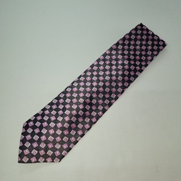 Seta Zone Necktie Men Silk Textured Geometric Print Handmade China - Picture 2 of 11